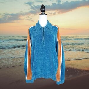 Urban Outfitters Juno Velour Half-Zip Sweater